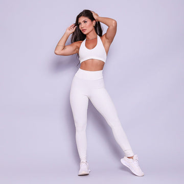 Conjunto Legging e Top Frente Única Off White Flow