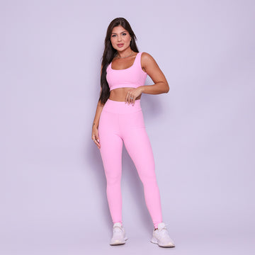 Conjunto Legging e Top Alças Retas Rosa Flow