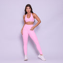 Conjunto Legging e Top Frente Única Rosa Flow