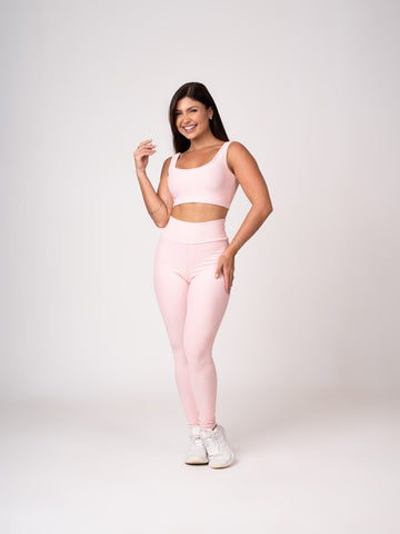 Conjunto Legging e Top Alças Retas Rosa Seco Flow