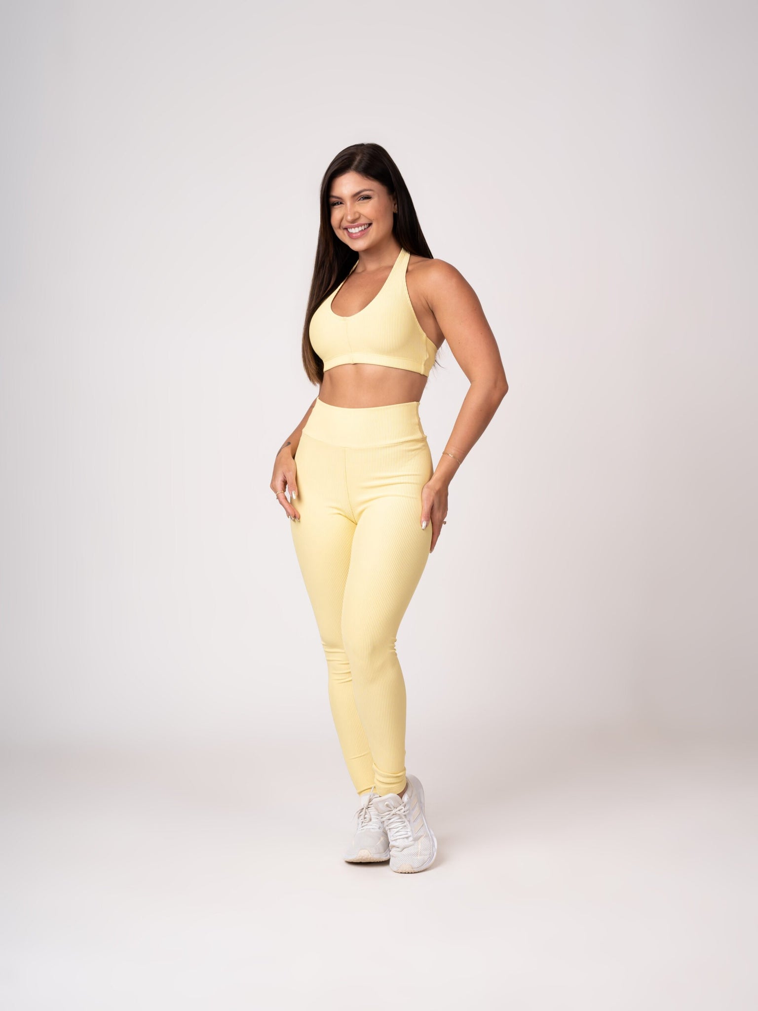 Conjunto Legging e Top Frente Única Amarelo Manteiga Flow