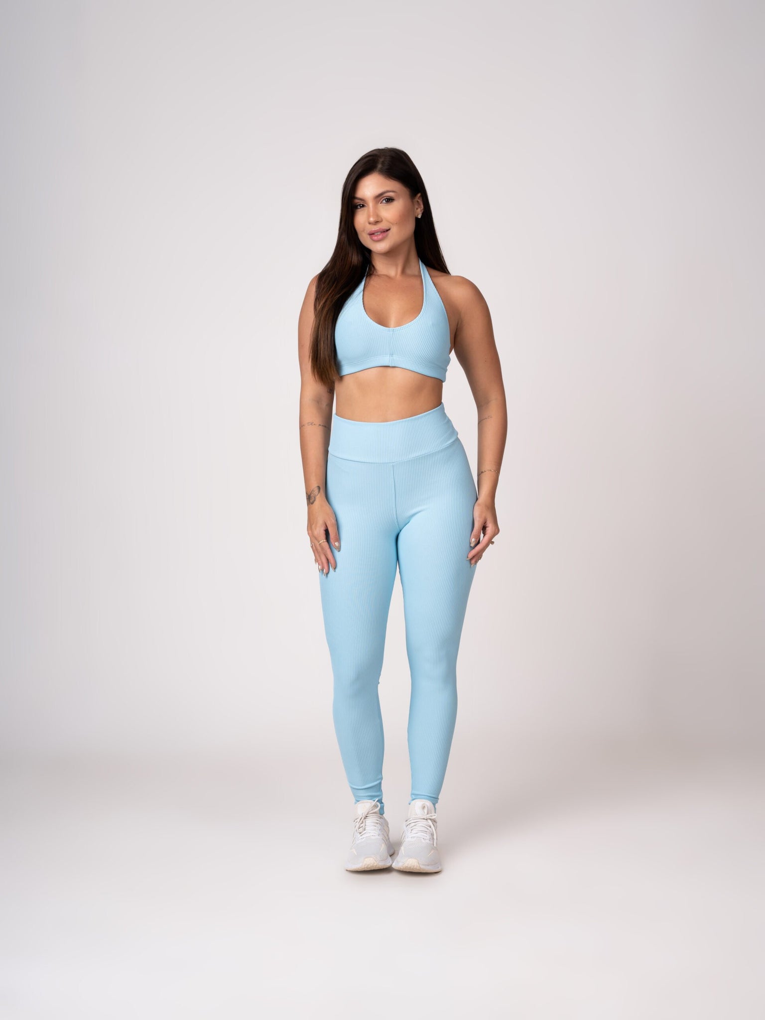 Conjunto Legging e Top Frente Única Azul Caribe Flow