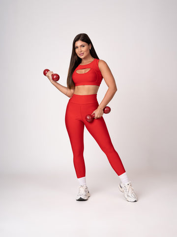 Conjunto Vermelho Player Legging e Top Borboleta