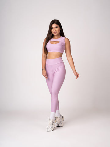 Conjunto Lavanda Suave Player Legging e Top Borboleta