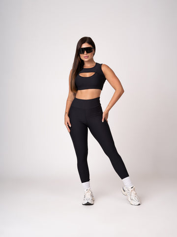 Conjunto Preto Player Legging e Top Borboleta