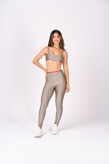 Conjunto Legging e Top Dupla Face Premium Champagne e Hot Pink