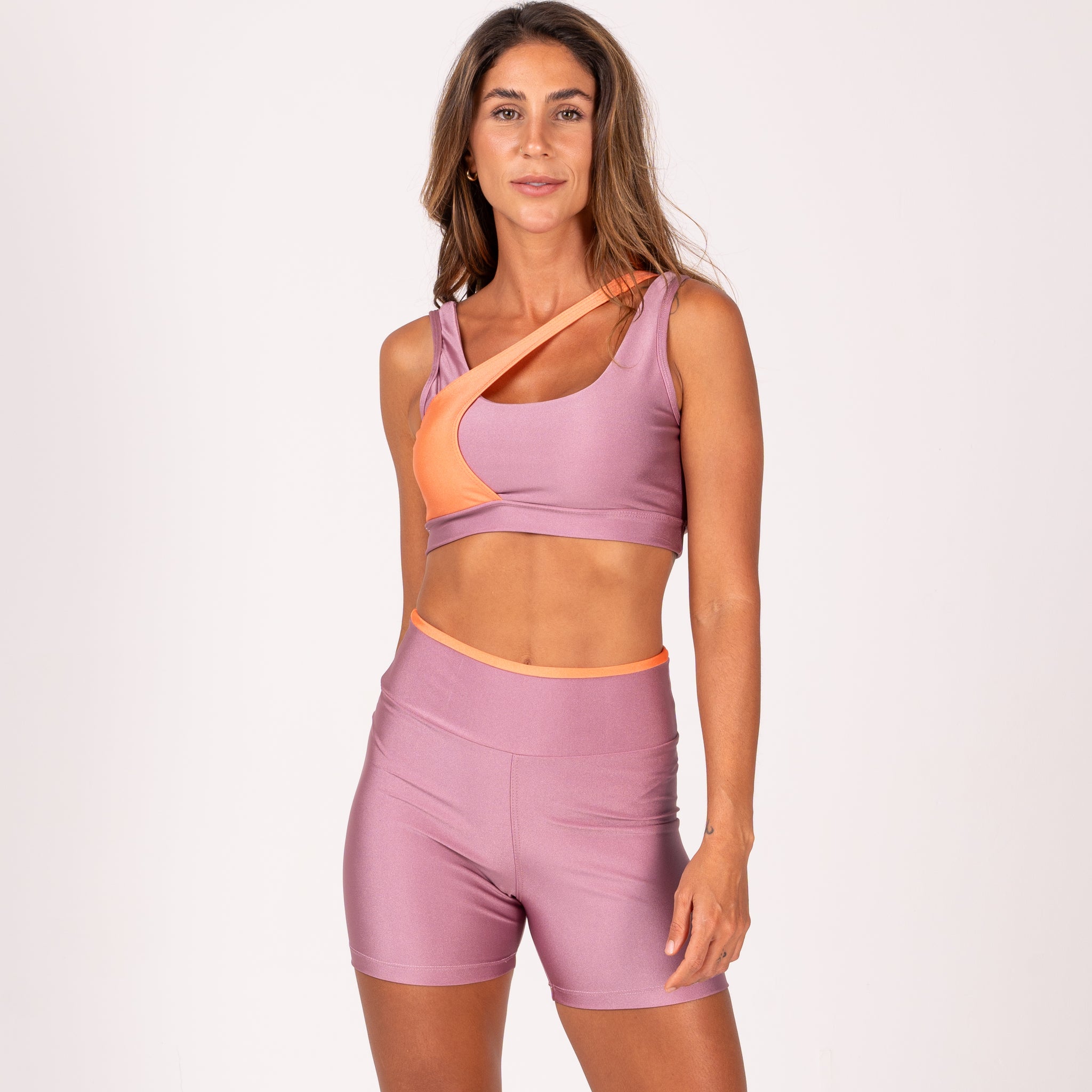 Conjunto Short e Top Jolie Premium Rosê e Laranja