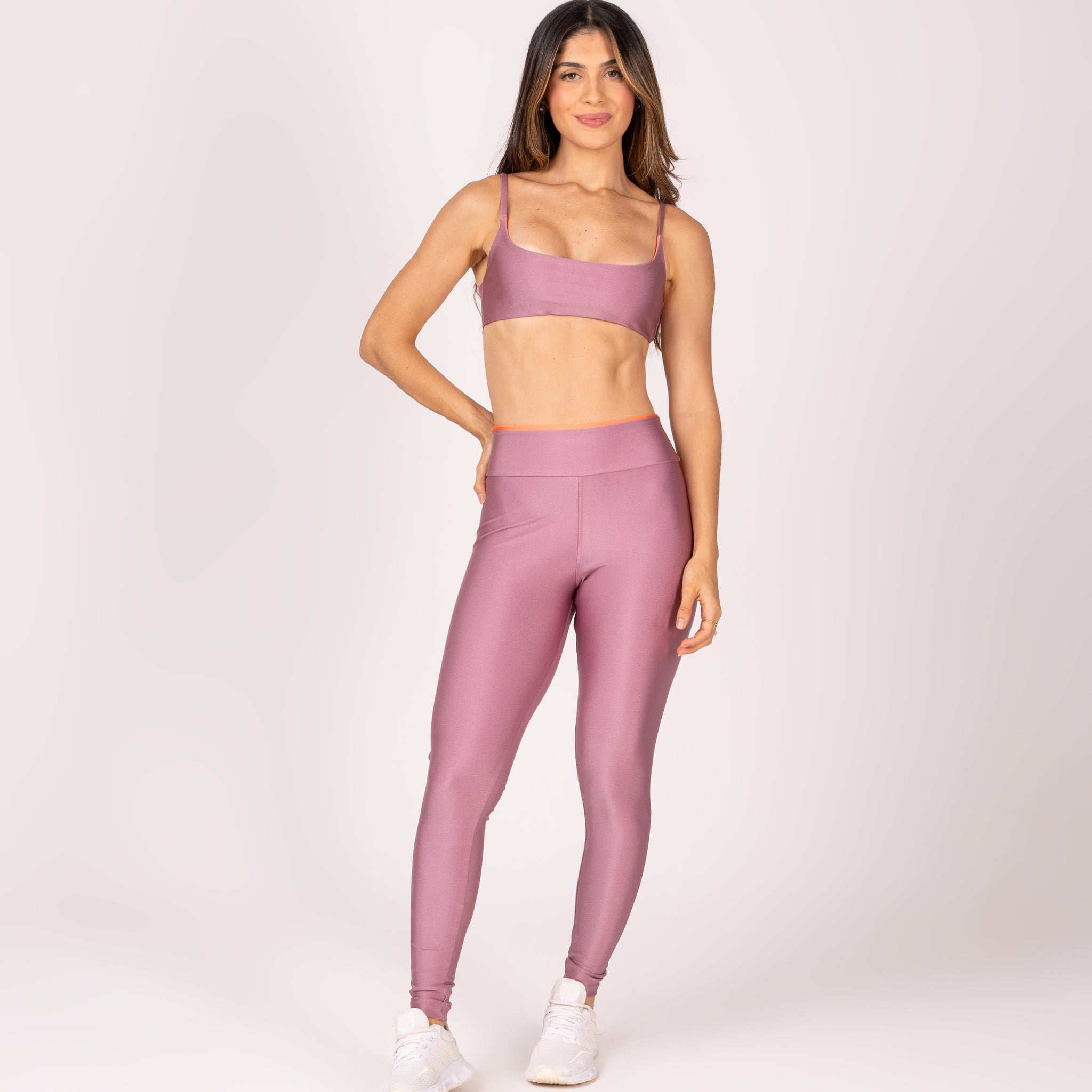 Conjunto Legging e Top Dupla Face Premium Rosê e Laranja