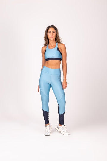 Conjunto Legging e Top Recortes Premium Azul Suave e Marinho