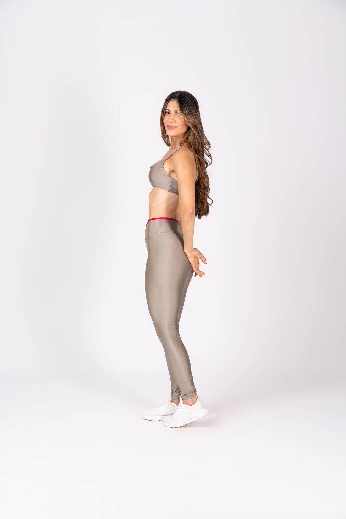 Conjunto Legging e Top Dupla Face Premium Champagne e Hot Pink