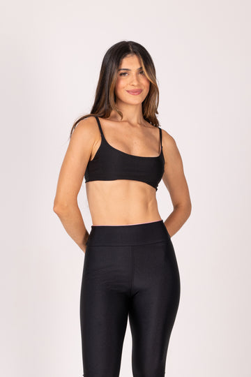 Conjunto Legging e Top Dupla Face Premium Preto e Rosê