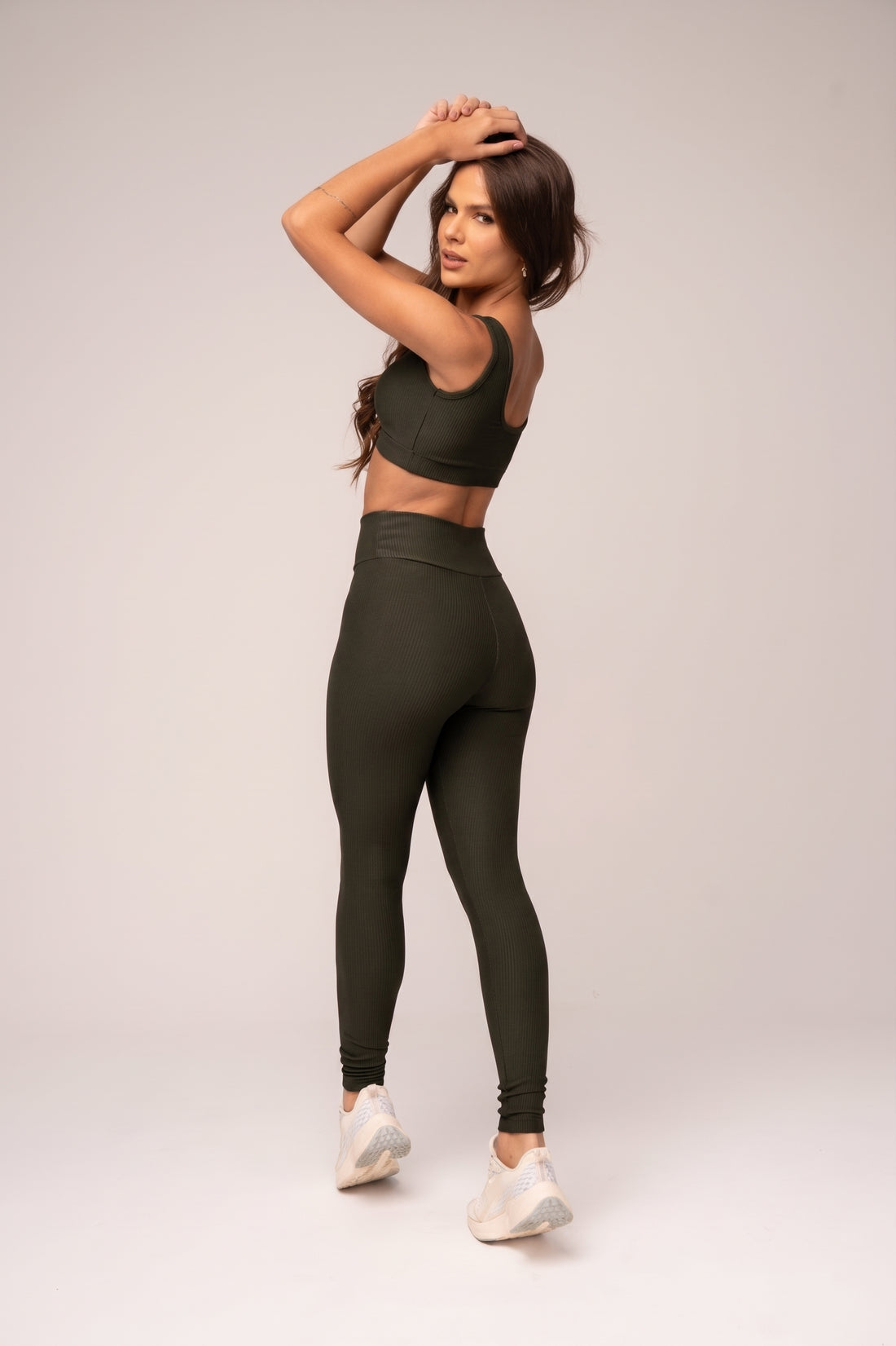 Conjunto Legging e Top Alças Retas Flow Verde Musgo