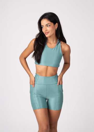 Conjunto Short e Top Runner Lovers Azul Pastel